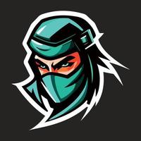 Ninja head mascot esport logo vector illustration with isolated background