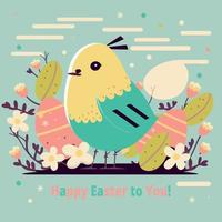 Happy Easter Day postcard flat vector illustration