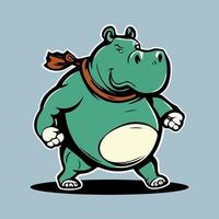 Cute Hippo mascot vector illustration with isolated background