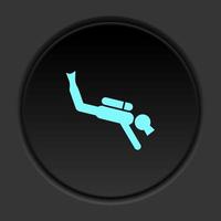 Round button icon Diver man. Button banner round badge interface for application illustration on dark background vector