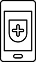 Line vector icon phone, security. Outline vector icon on white background