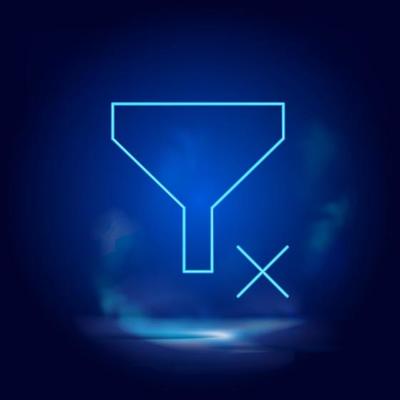 Smoke effect neon style vector icons, delete, filter neon icon