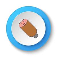 Round button for web icon, sausage, meal. Button banner round, badge interface for application illustration on white background vector