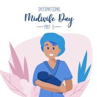 International day of the Midwives observed each year on May 5, A midwife is a health professional who cares for mothers and newborns around childbirth, a specialization known as midwifery. Vector art