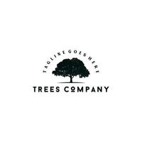 Trees logo design template. Awesome trees with circle logo. A modern trees  logotype. vector