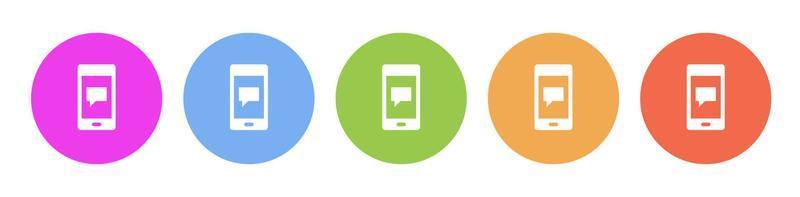 Multi colored icon phone chat message. Button banner round badge interface for application illustration on white background vector