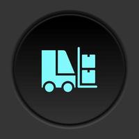 Dark button icon Mass production forklift. Button banner round badge interface for application illustration on darken background vector