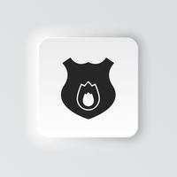 Rectangle button icon Fireguard shield. Button banner Rectangle badge interface for application illustration on neomorphic style on white background vector