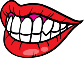 The red lip cartoon drawing for stamp or sticker png