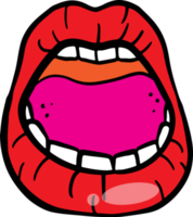 The red lip cartoon drawing for stamp or sticker png