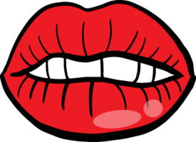 The red lip cartoon drawing for stamp or sticker png