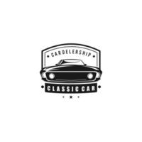 Classic or vintage car vector design inspiration. Auto car logo design template. Classic vehicle symbol logotype. A classic car symbol silhouette. Vintage car simple line art logo.