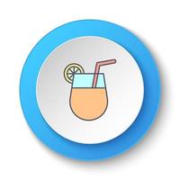 Round button for web icon, cocktail, drink. Button banner round, badge interface for application illustration on white background vector