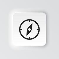 Rectangle button icon Compass. Button banner Rectangle badge interface for application illustration on neomorphic style on white background vector