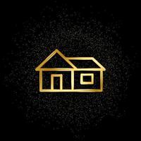 Home, house gold icon. Vector illustration of golden particle background. Real estate concept vector illustration .