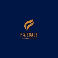 letra F logo con águila diseño vector