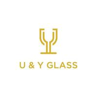 A black glass logo design template. Awesome a glass with letter u and y logo. A glass with letter u and y lineart logotype. vector