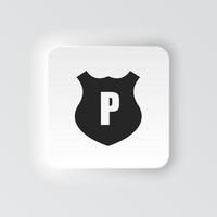 Rectangle button icon Police shield. Button banner Rectangle badge interface for application illustration on neomorphic style on white background vector