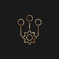 Management, gear, network gold icon. Vector illustration of golden icon on dark background