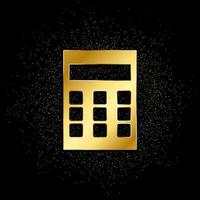 Calculator gold, icon. Vector illustration of golden particle on gold vector background