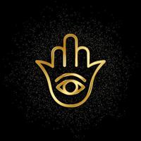 Hamsa gold icon. Vector illustration of golden particle background.. Spiritual concept vector illustration .