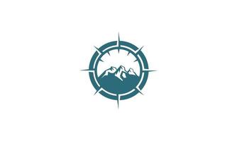 A compass logo design template. Awesome a compass with mountain and circle logo. A compass with mountain and circle lineart logotype. vector