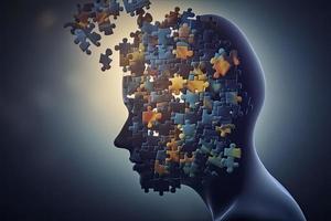 ADHD, attention deficit hyperactivity disorder, mental health, head with puzzle pieces photo