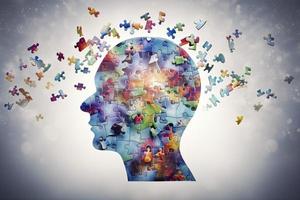 ADHD, attention deficit hyperactivity disorder, mental health, head with puzzle pieces photo