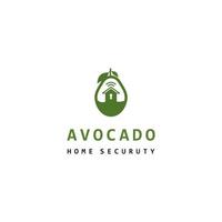 Avocado fruit logo template. Home security design template logo. House vector logo design. Security