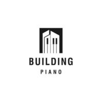 Music instrument with building logo design vector