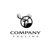 Deer logo design template. Awesome a deer silhoutte. A deer lineart logotype. vector