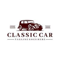 Classic vintage car vector design inspiration. Auto car logo design template. Classic vehicle symbol logotype. A classic car symbol silhouette. Car simple line art logo.