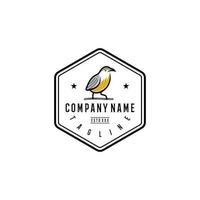 Bananaquit bird logo design template. Awesome a bananaquit bird with emblem logo. A bananaquit bird line art logotype. vector