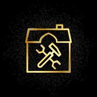 Construction, home, renovation gold icon. Vector illustration of golden particle background. Real estate concept vector illustration .