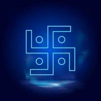 Swastika symbol neon icon. Blue smoke effect blue background vector