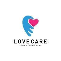 Heart care logo design template vector icon