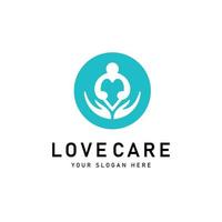 Heart care logo design template vector icon