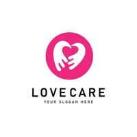 Heart care logo design template vector icon