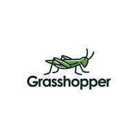 Grasshopper mantis logo, cricket insect icon in trendy minimal Geometric line linear style, green insect logo vector