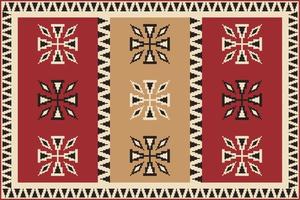 Aztec Kilim rug colorful pattern. Aztec Kilim geometric pattern traditional color use for carpet, area rug, mat, tapestry. Ethnic oriental carpet pattern use for home decoration elements. vector