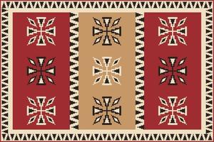 Aztec Kilim rug colorful pattern. Aztec Kilim geometric pattern traditional color use for carpet, area rug, mat, tapestry. Ethnic oriental carpet pattern use for home decoration elements. vector