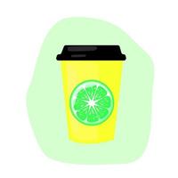 café r té taza a Vamos con Lima rebanado. un papel taza para café será traje moderno decoración. decorado con un papel taza de café o té.vector ilustración vector