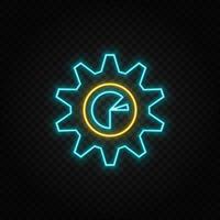 graphic, setting neon vector icon. Blue and yellow neon vector icon. Vector dark background