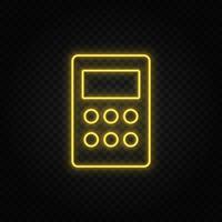 Yellow neon icon mobile, phone. Dark background vector