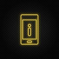 Yellow neon icon phone, alert, error. Dark background vector