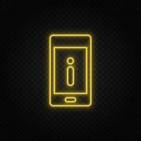 Yellow neon icon phone, alert, error. Dark background vector