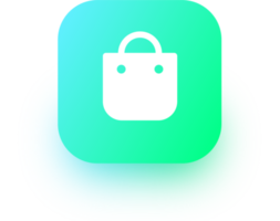 Shoping bag icon in square gradient colors. Shop bag sign for web or commerce apps interface. png