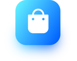 Shoping bag icon in square gradient colors. Shop bag sign for web or commerce apps interface. png