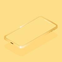 Monochrome yellow realistic 3d smartphone isometric mockup isolated on background. Pastel mobile phone collection with copy space. technology vector illustration for creative design showcase