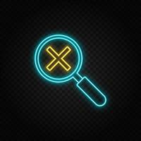 Zoom symbol. Blue and yellow neon vector icon. Dark background.